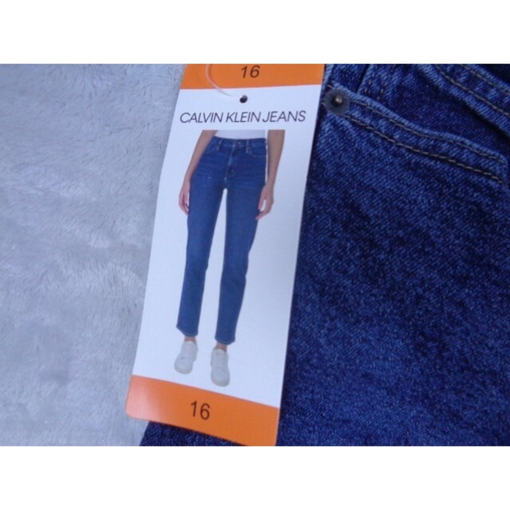 Calvin Klein Women's High Rise Straight Leg Ankle Jeans Dark Blue Size 16 - Picture 4 of 6